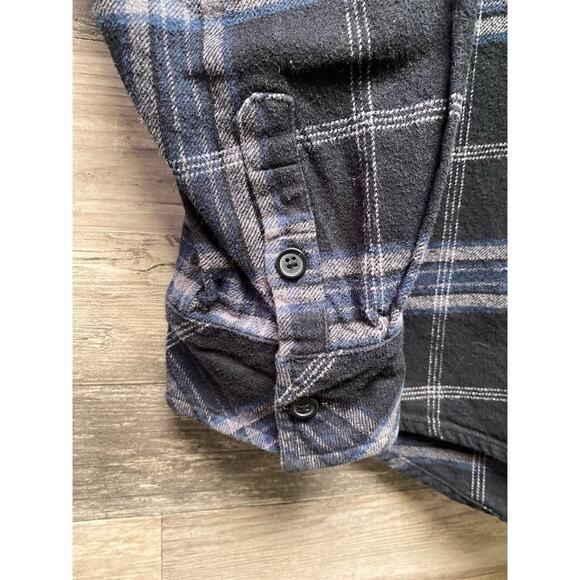 Howitzer Men's Plaid Flannel Shirt Jacket Blue Long Sleeve Size L Warm Cozy Soft - Picture 5 of 13